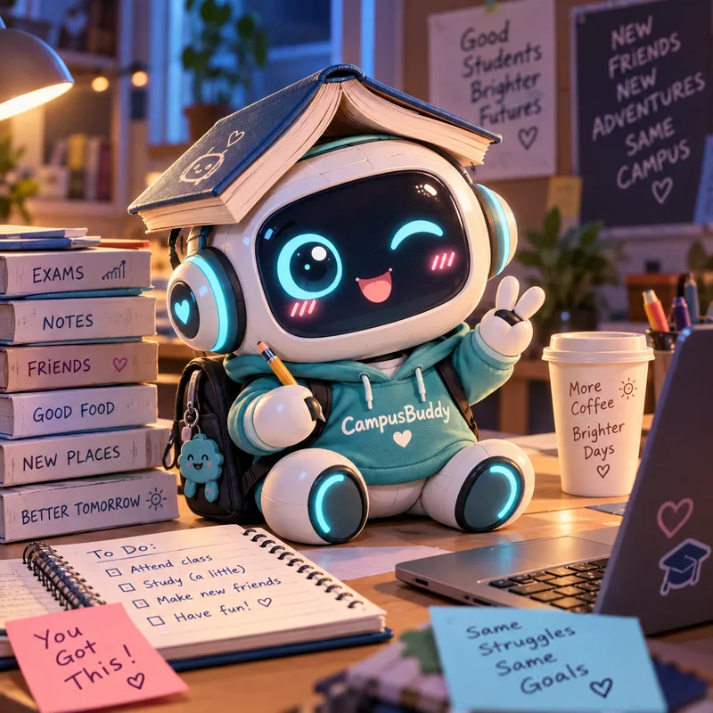 Emily the cute robot with a book on her head